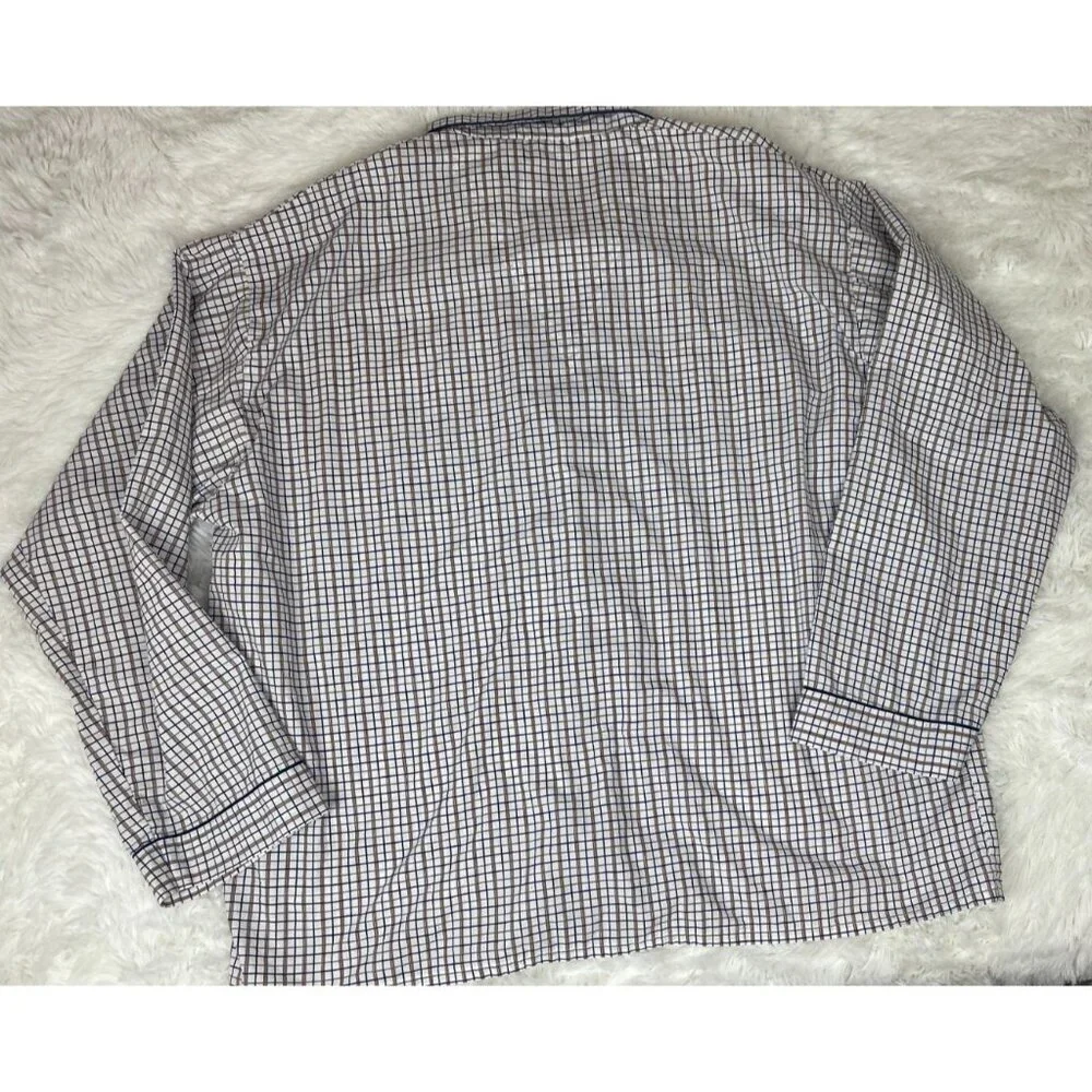Alexander Lloyd 2 Piece 3XL Tall Pajama Set Lightweight Long Sleeve White Blue
